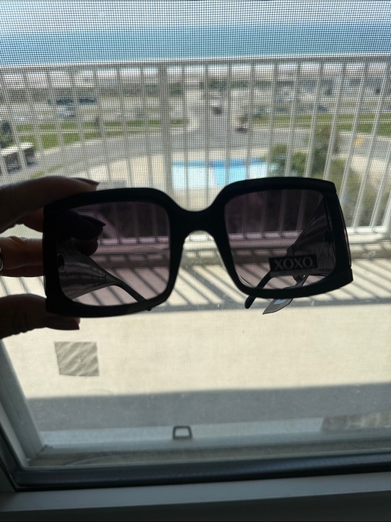 XOXO Accessories - XOXO Women's Black Square Sunglasses with Purple-Gray Gradient Lenses